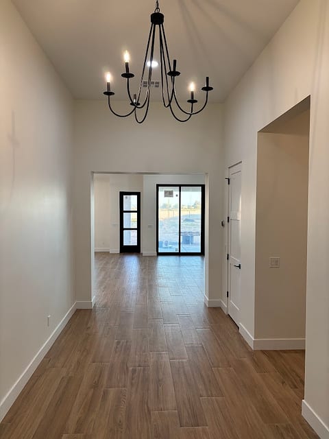 Entry hall with chandelier
